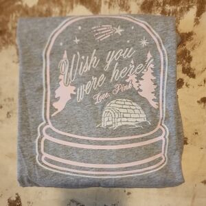 Pink VS Wish You Were Here. Gray Crop Top. Size: XL